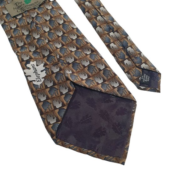 The Nature Conservancy Mens Necktie Tie Elephant Vintage Work Office Dad Gift - Picture 5 of 5